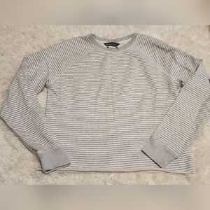 ABERCROMBIE & FITCH Gray Striped Long Sleeve Beach Sweatshirt Sz. Small